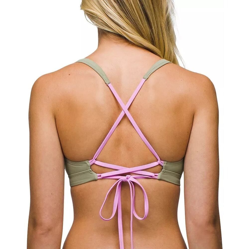 NWT Prana Tulum Bikini Top in Black Color Block - Size: Medium - Picture 2 of 9